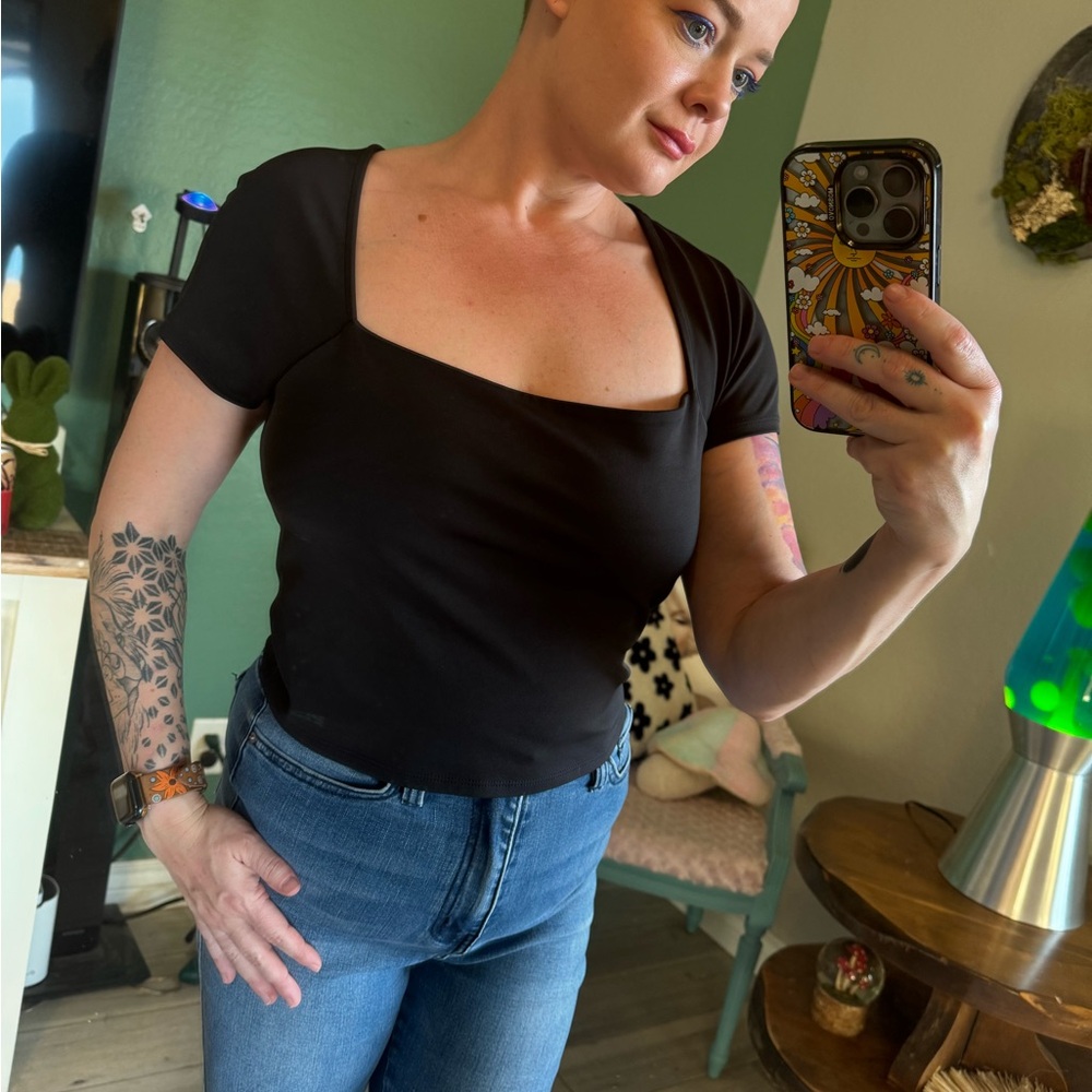 Express Elegant Black Crop Top